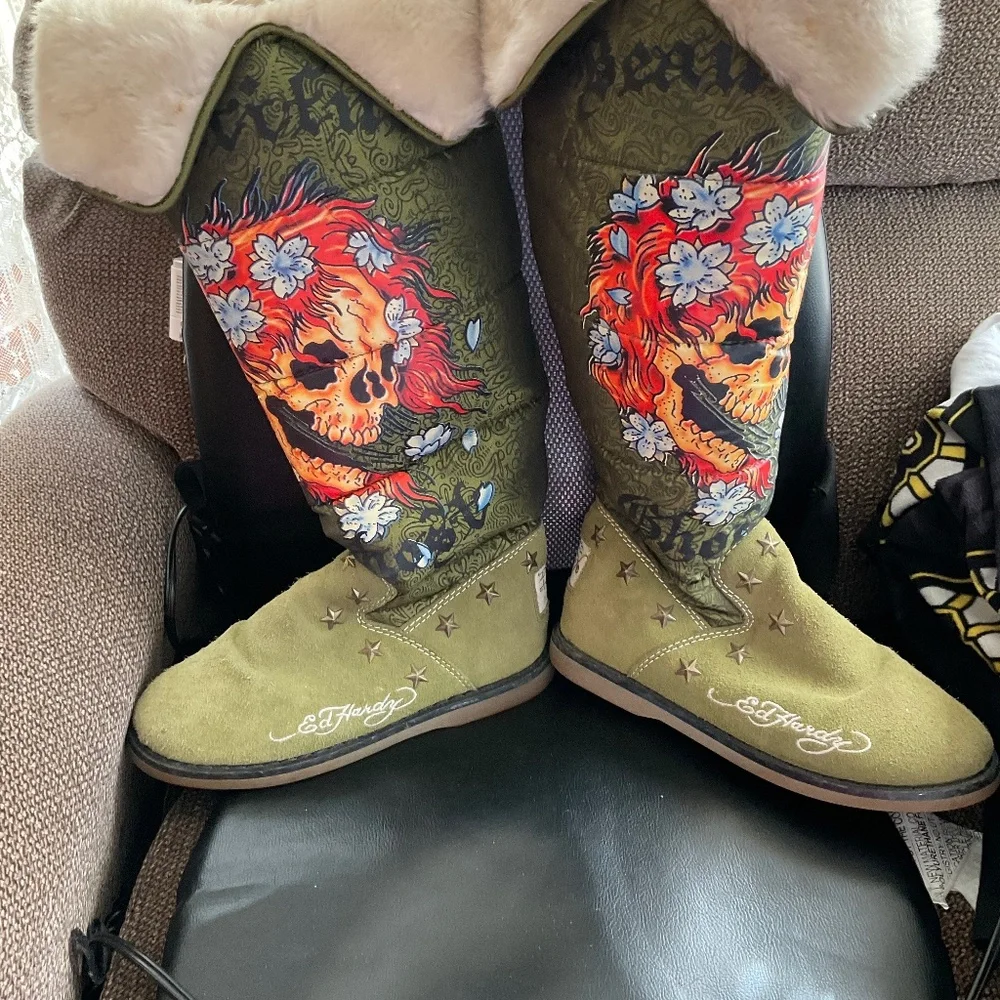 Ed Hardy スカルデザインブーツ Ed Hardy | Shoes | Ed Hardy Boots | Poshmark